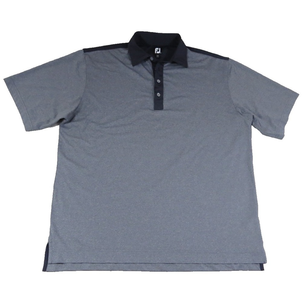 FootJoy FJ Golf Polo‎ Shirt Mens XL Gray Black Performance Stretch Short Sleeve